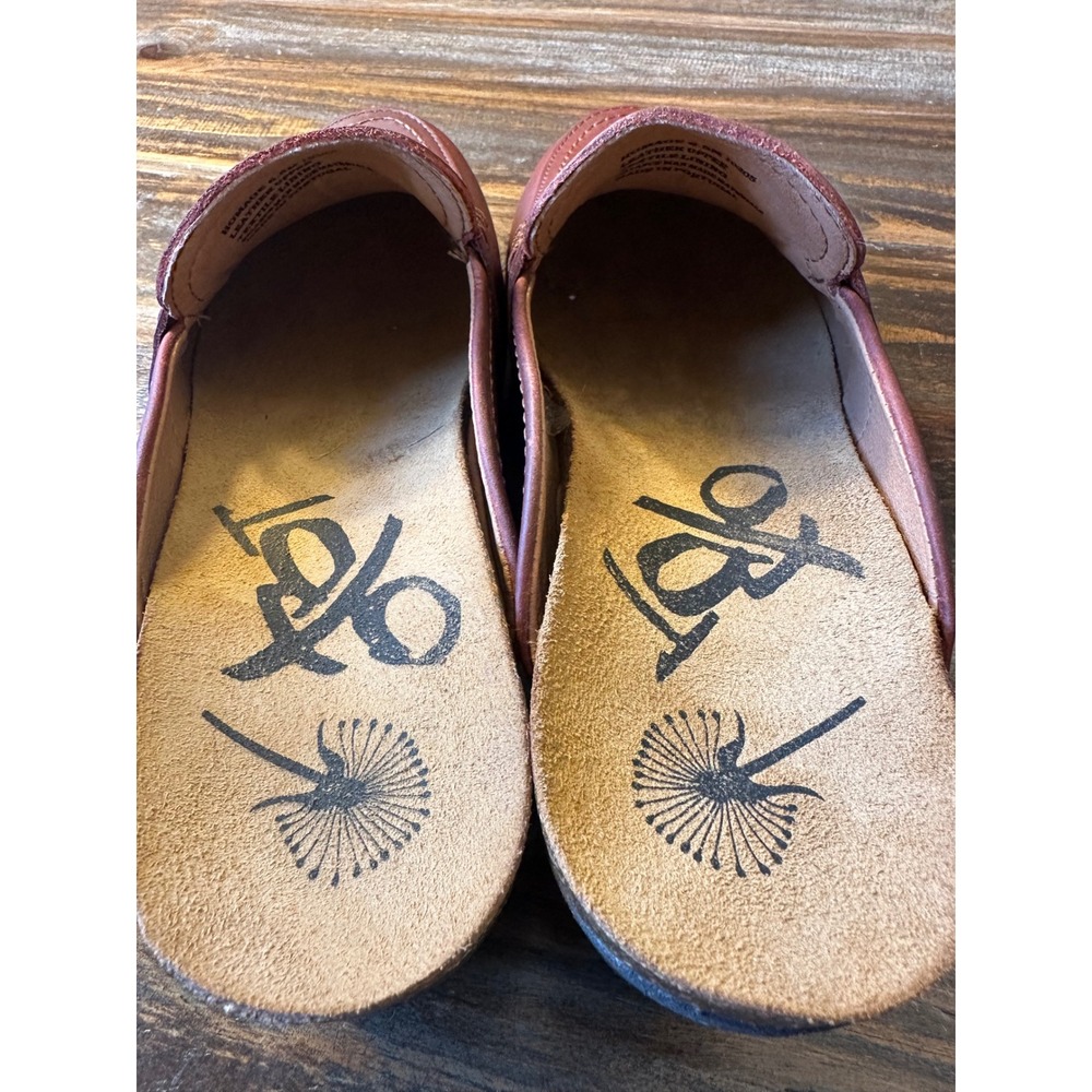 OTBT Homage Red/Brown Leather Penny Loafer Mule‎ Clogs Women Size 6.5 - Picture 9 of 10